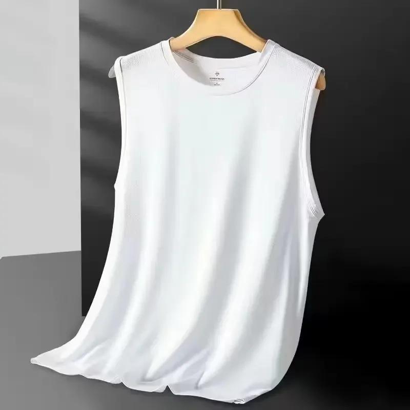 Men's Ice Silk Mesh Vest Lightweight Sports Summer Wear Sleeveless T-shirt Tank Top Casual Outerwear