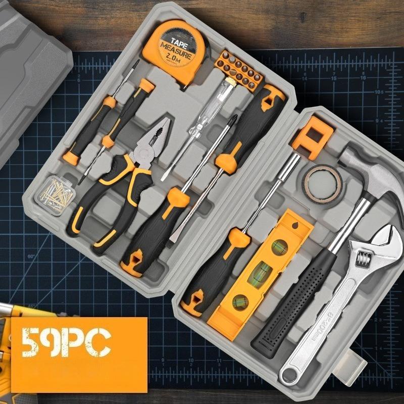 59pcs Manual Hardware Tool Set Hammers Screwdriver Wrenches Home & Office DIY Repair Combo Set