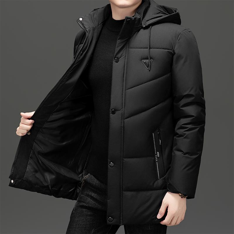 Winter Abnehmbare Mütze Herren Mittel- bis Lang Dick Warme Jacke für Mittelalte und Ältere Väter, Baumwolljacke