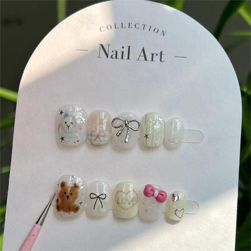 

Носить Ногти Детский Маникюр Девочка Наклейка на Ногти Наклейки для Ногтей Белый Короткий Ручная Работа Студент Средней Длины Длинный Школьник Item No. 361 Type A Short Square XS