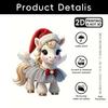 Christmas Pony Ornament 2D Acrylic Hanging Decor for Car And Tree Cute Horse Design Holiday Gift for Kids