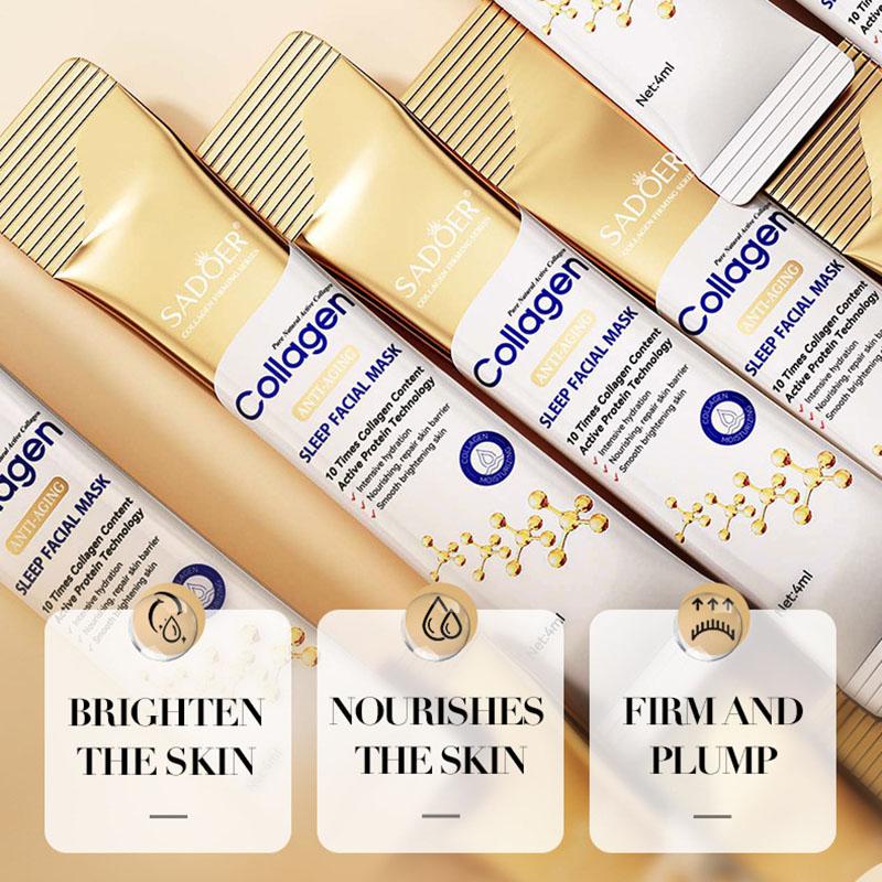 80pz SADOER Maschere Viso Notturne al Collagene Skincare Viso Idratante Illuminante Rassodante Idratazione Maschera Viso Cura della Pelle del Viso