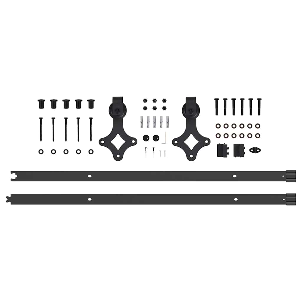Vidaxl System for Sliding Door Installation, 213.5 Cm, Steel, Black