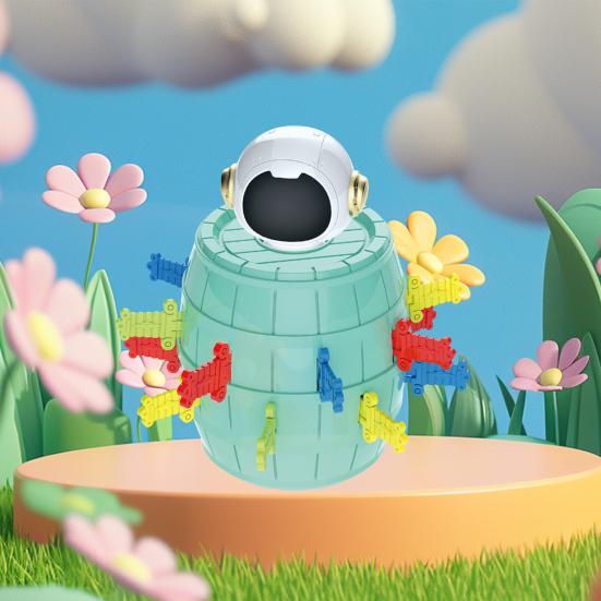Popping Dinosaur Barrel Game Inserted Stilettos Dino Astronaut Bucket Multiplayer Parent-children Interactive Board Game Toddler Boys