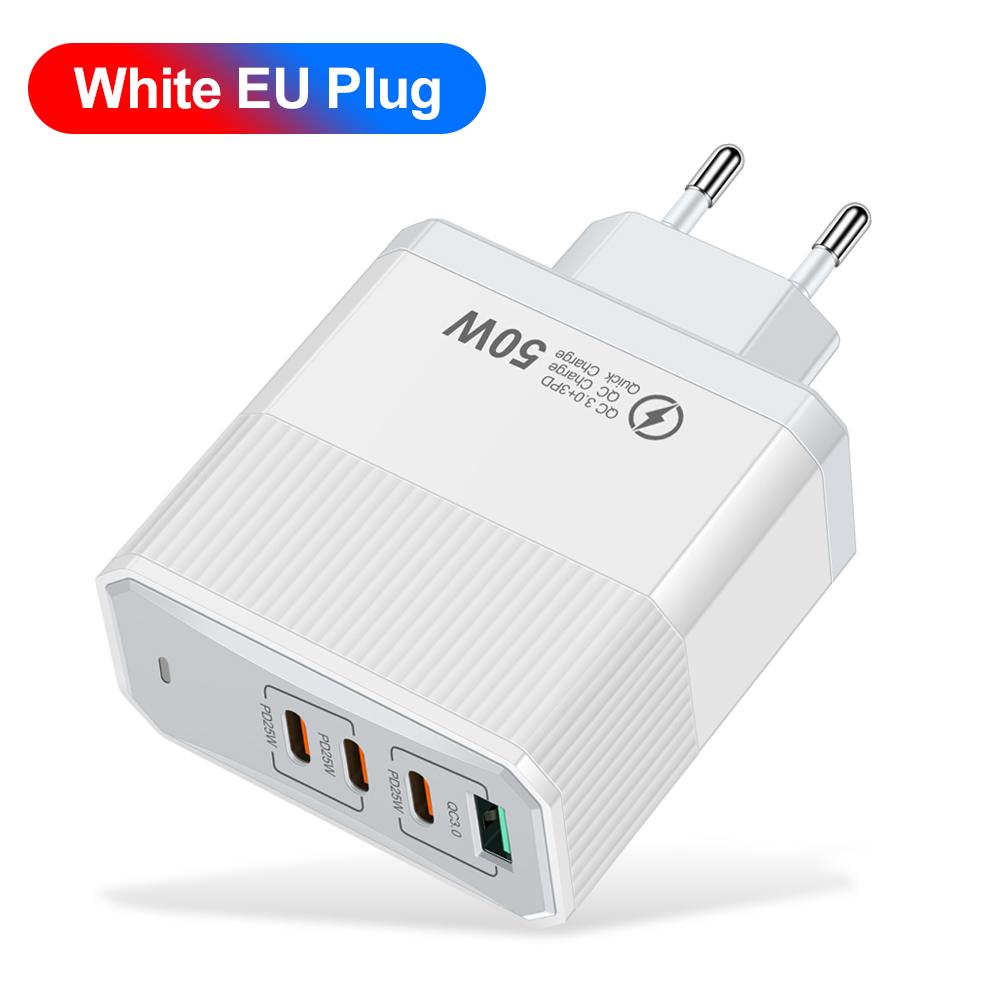 Adăugați încărcător de 100W cu 4 porturi TypeC, încărcare rapidă QC3.0, încărcător de călătorie pentru iPhone Samsung Xiaomi, adaptor de perete cu priză EU/US/UK/KR