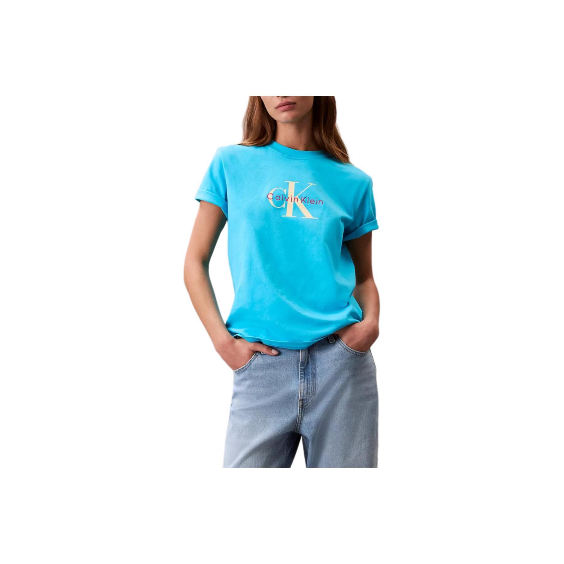 

Calvin Klein Повседневная удобная футболка с надписью, круглым вырезом и короткими рукавами для женщин 47B865G-XF7 S