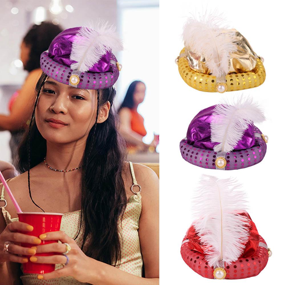 Performance Props Indian Cap Headpiece Arab Headwear Party Hat Sultan Turban Hats Cosplay Carnival