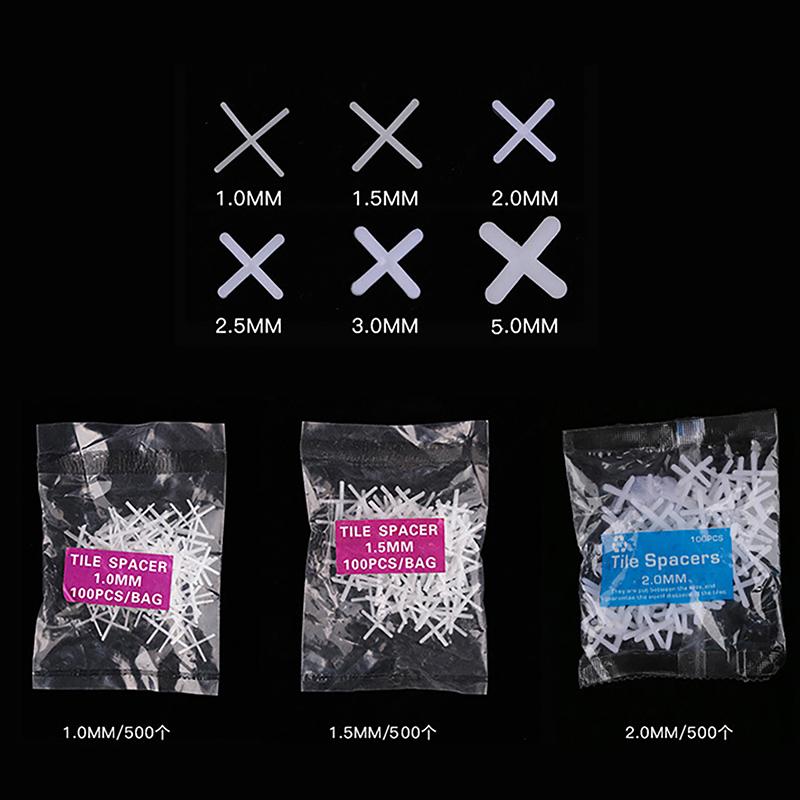 500Pcs 1/1.5/2/2.5/3/5Mm Ceramic Tiler Spacer Cross Plastic Tile Plumber Reuseable Leveling System Construction Tools