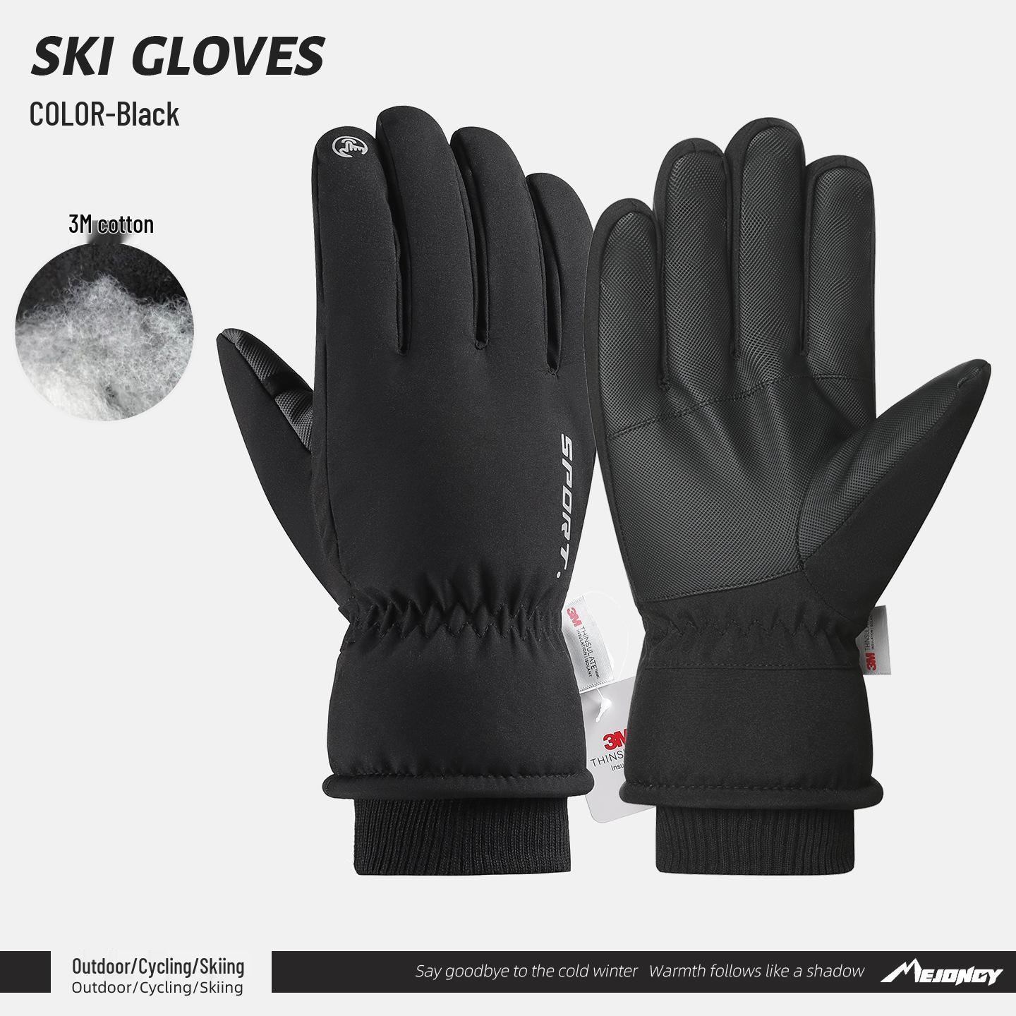 Unisex Windproof Winter Fleece-Lined Fingerless Cycling Gloves, Water-Repellent, Warm, Non-Slip, Touchscreen-Compatible. Medium