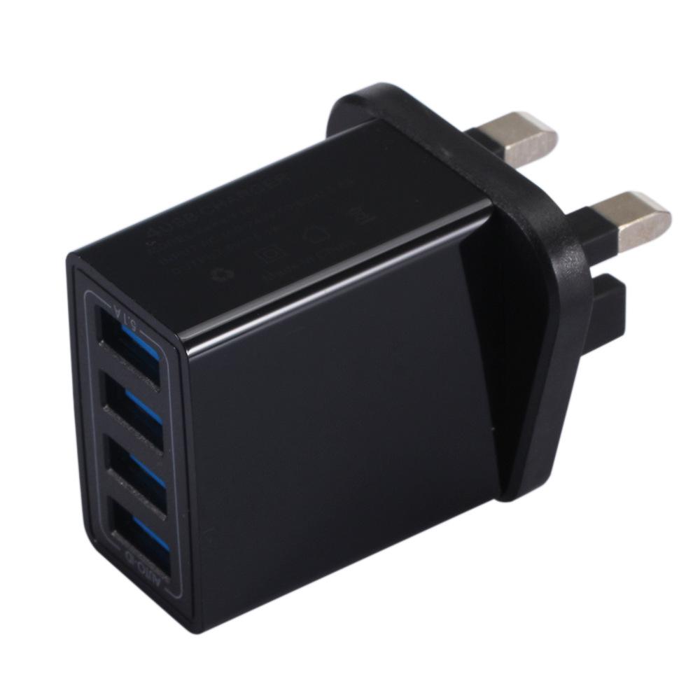 4-Port USB Charger with EU/UK/US Plugs, 5.1A Travel Charger Adapter