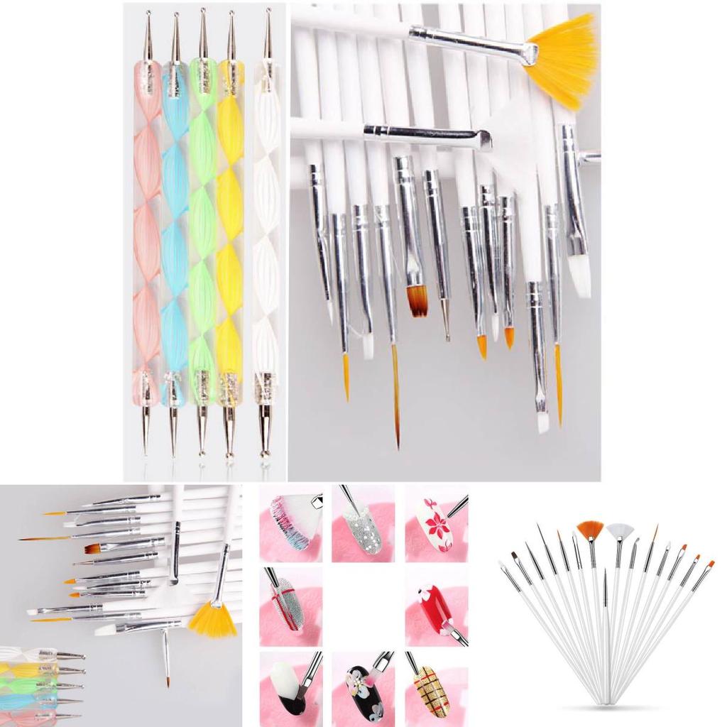Nail Art Brush Set 15 Pcs With Long Wooden Handles For Professional Manicure And Design