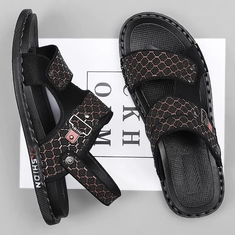 Fashion Sabot Sandals Man Soft Beach  ShoesGenuine Leathe Platform Comfortable Pvc Clappers 2025 Original Style Trend Slippers for Men