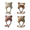 Women Hat Solid Color Thickened Plush Bear Warm Hat