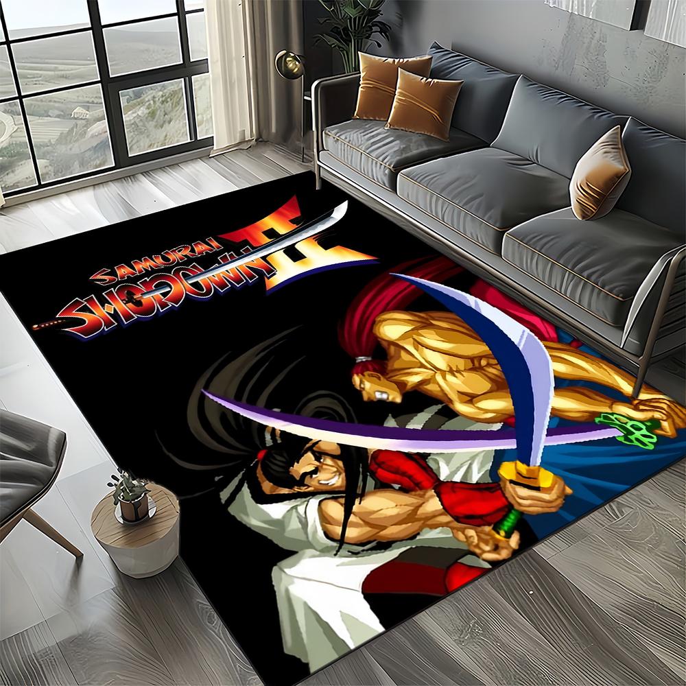 Retro Game Samurai Spirits Shodown Haohmaru Cartoon Carpet Rug for Living Room Bedroom Home Sofa Decoration,Non-slip Floor Mat