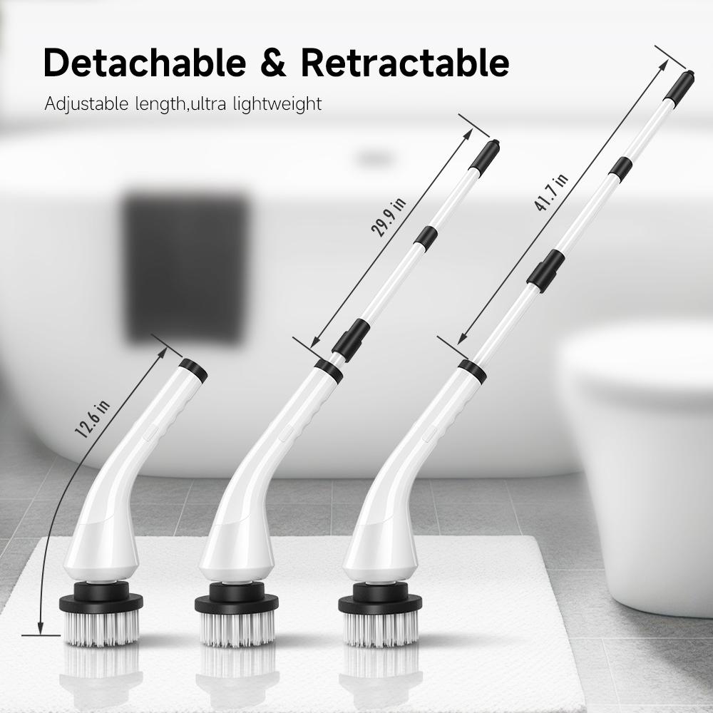 Electric Spin Scrubber Electric Scrubber with 8 Replaceable Brush Heads  Detachable Extension Handle Power Spin Scrubber Cord