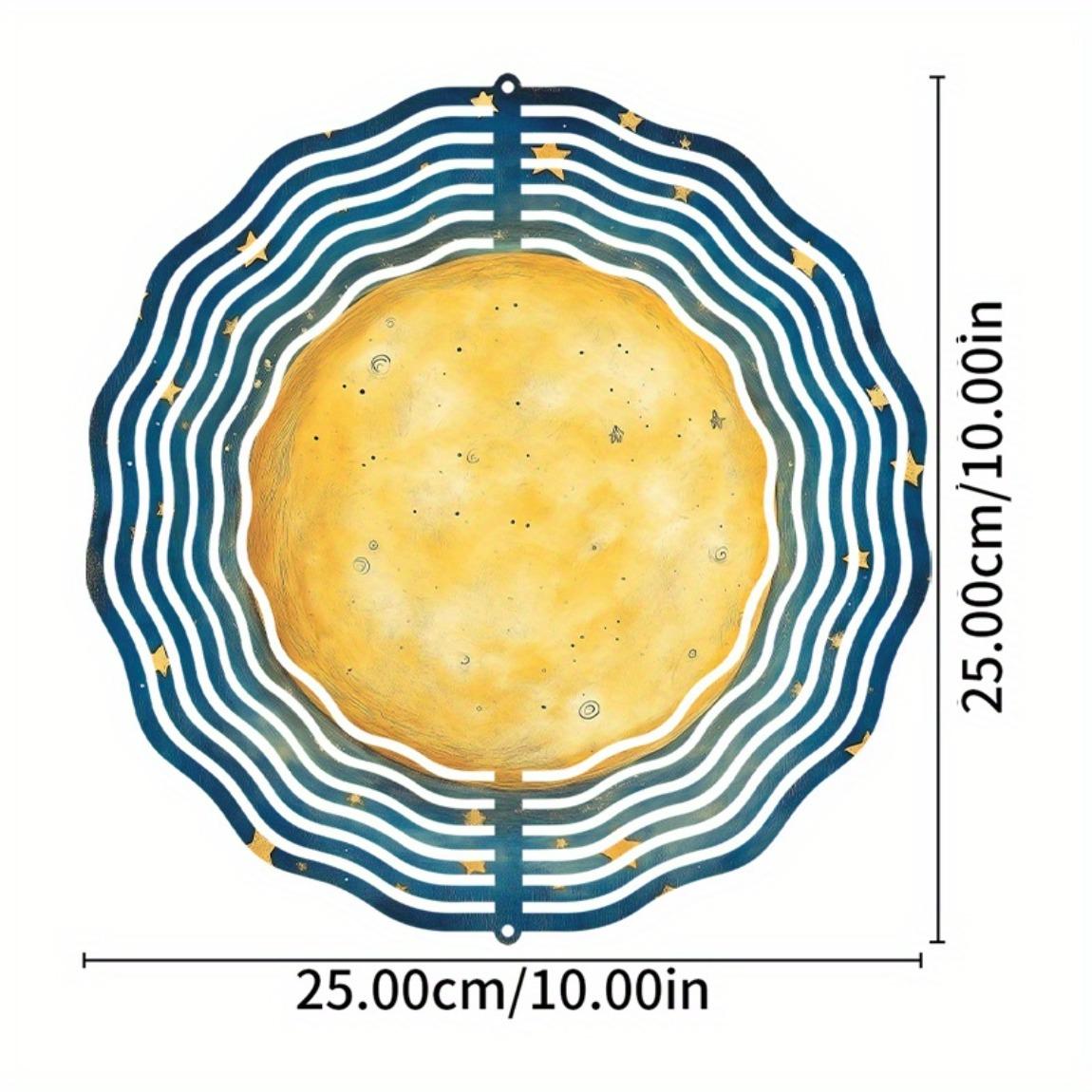 

1 шт. Ветряной спиннер «Луна и звезда» - 10 Металлический садовый декор с лазерной резкой, синий и золотой, вращающийся на 360° крючок, всесезонное подвесное искусство для дома/улицы 01A
