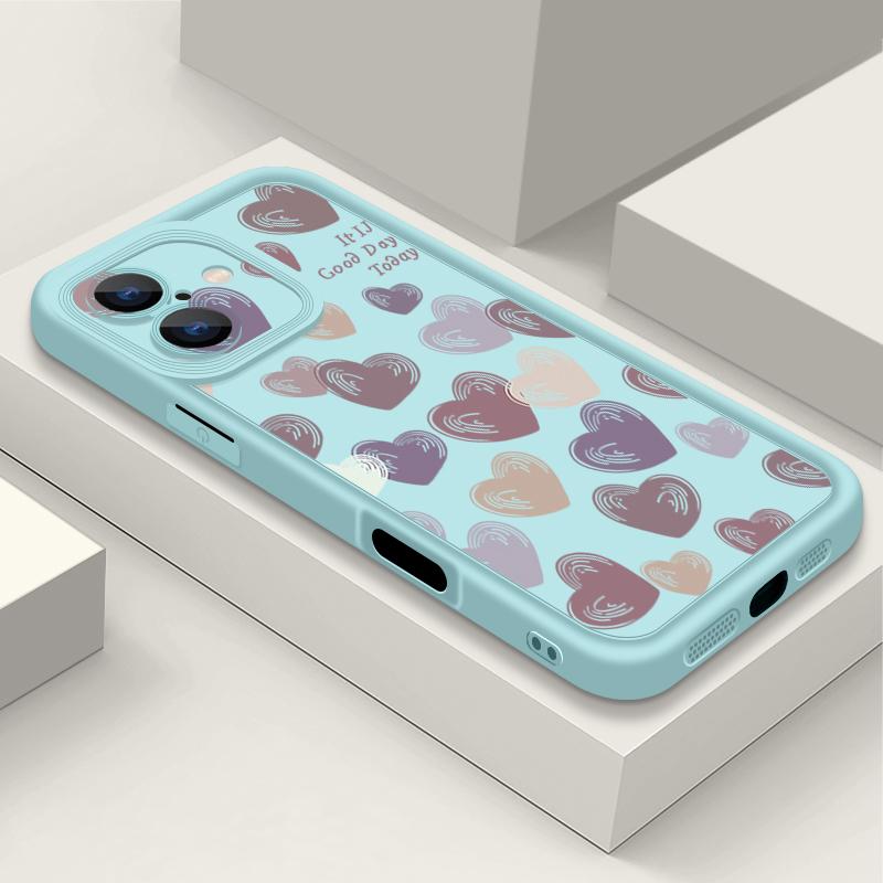 Cute Love Heart Phone Case For iPhone 16 Pro Max Shockproof TPU Soft Silicone Cover Coque For iPhone 15 Pro Max 14 13 12 11 Phone Case