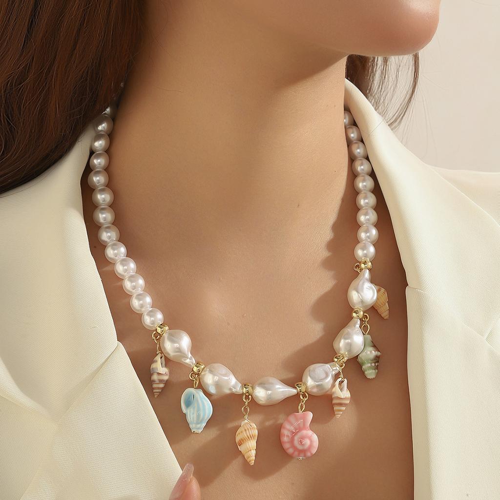 Beaded Temperament Light Luxury Three-Dimensional Irregular Necklace Imitation Conch Sea Fish Starfish Beads