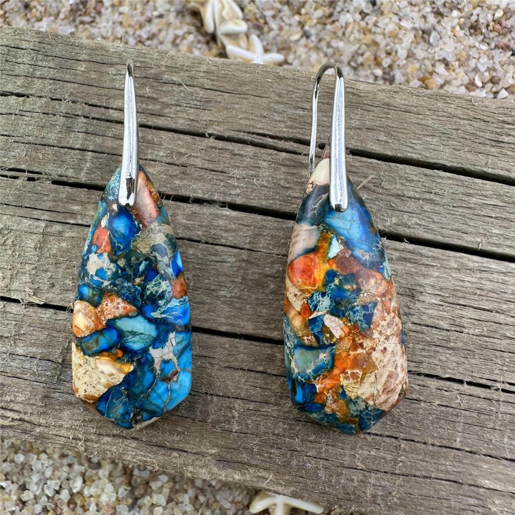 BLINGBAY Women's Pendant Hot Selling Colorful Imperial Stone Drop Shape Pendant Earrings Bosnia Vintage Multicolor Earrings Girls Jewelry Gifts