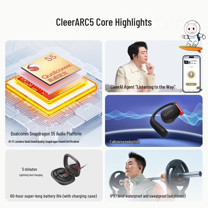 Cleer ARC 5 AI Smart Sport Ear Hook Headphones