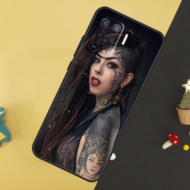 Sexy Sleeve Tattoo Girl Case For Oppo A60 A80 A40 A15 A16 A17 A57 A94 A74 A54 A76 A96 A18 A38 A58 A78 A98 A5 A6 Pro