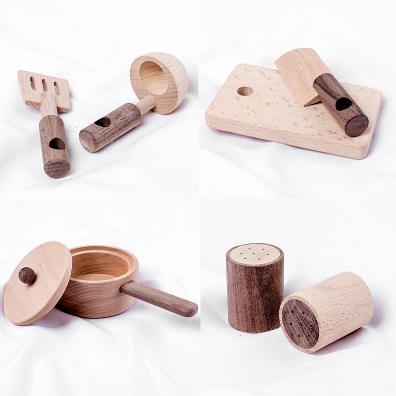 Wooden Kitchen Simulation Play House Gas Stove Mini Stove Children's Kitchen Utensils Early Education Kitchen Utensils Cooking Set Toys
