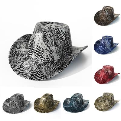 Snakeskin Pattern Cowboy Hat Western Cowboy Men and Women Retro Party Stage Party Cowboy Hat Outdoor Knight Hat Wholesale