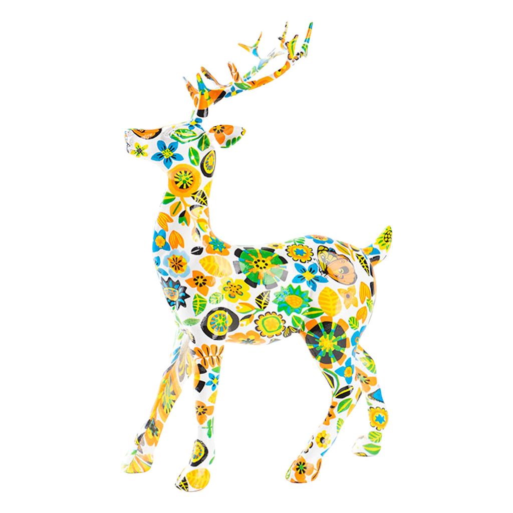 Christmas Golden Reindeer Figurine Resins Deer Sculpture Ornament for Indoor Home Office Tabletop Bookshelves Decors