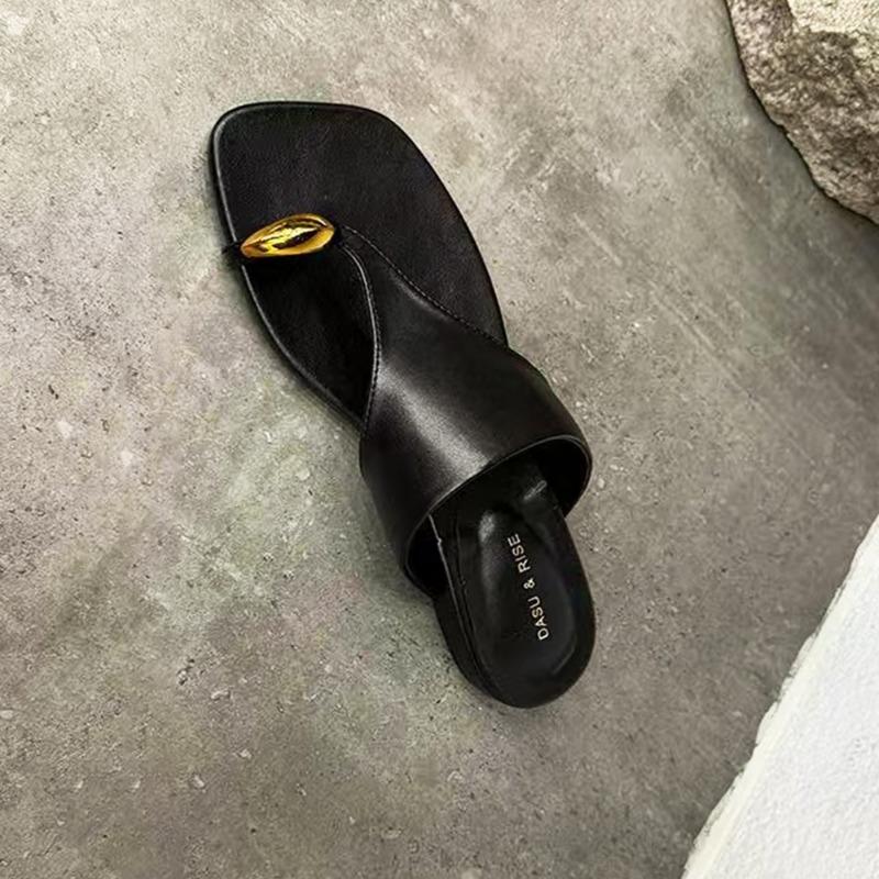 

Summer new suit metal buckle flat lazy beach vacation women s half-drag sandals 34 чёрный