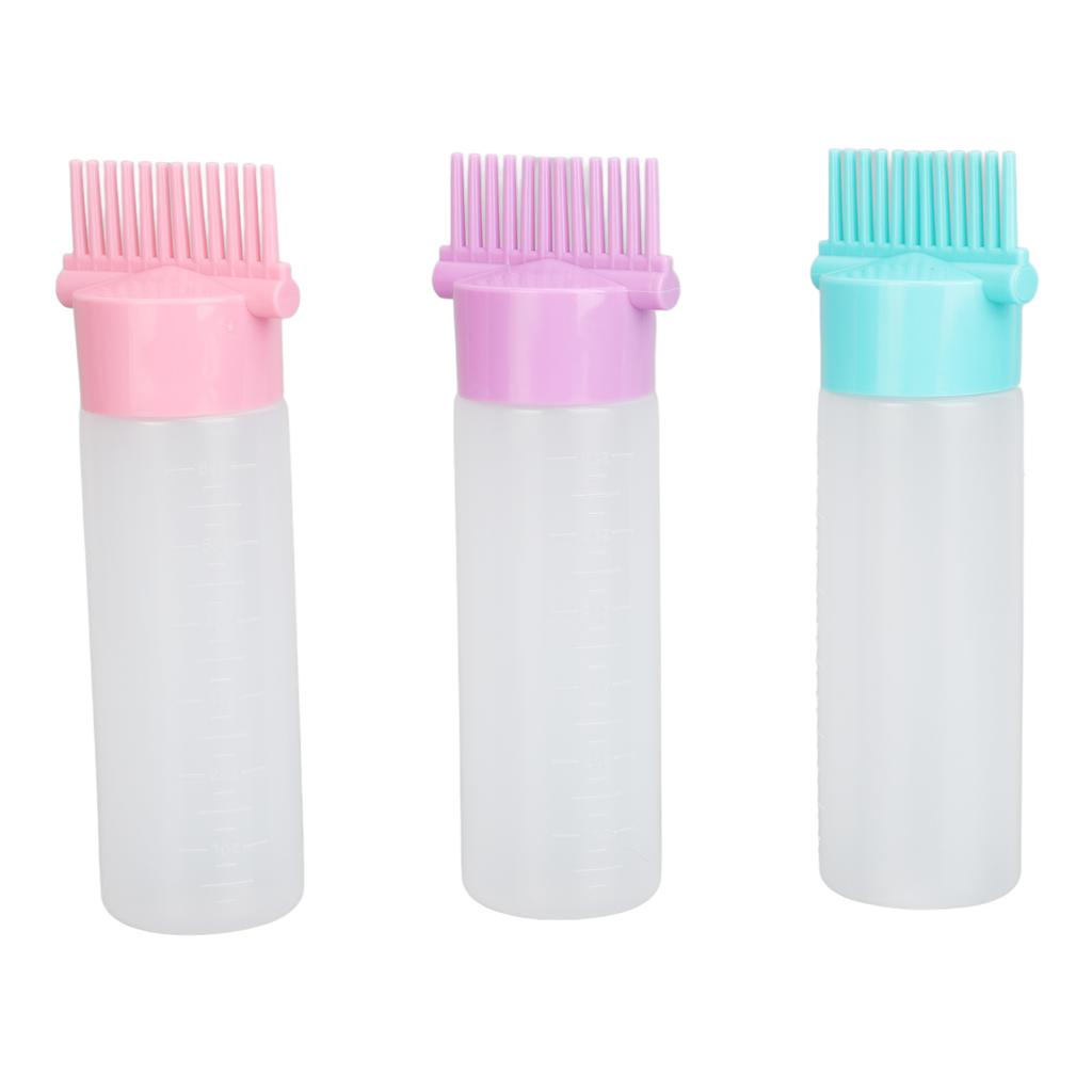 3pcs Root Comb Applicator Bottle for Hair Dye Graduated Scale Squeeze Hair Oil Applicator Brush 6 Oz