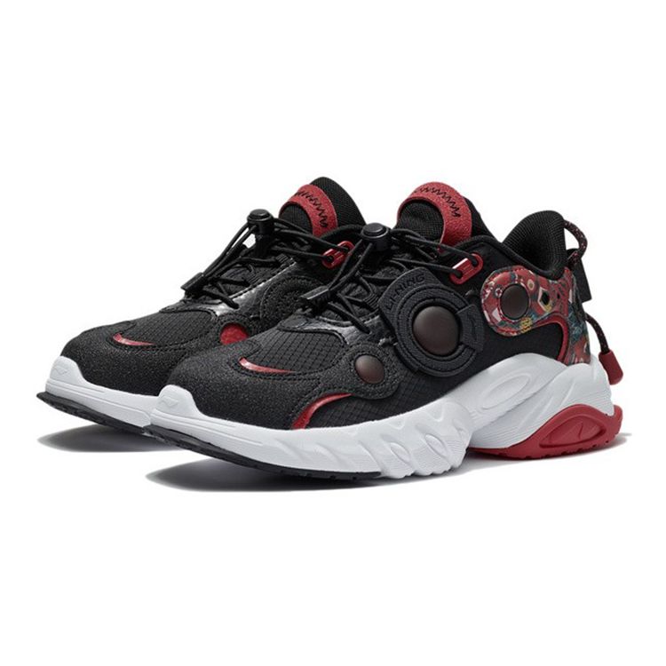 LiNing Casual Starry Cushioning Non-Slip Wear-Resistant Low-Top Running Shoes Kids Running Shoes Black YKCS006-1