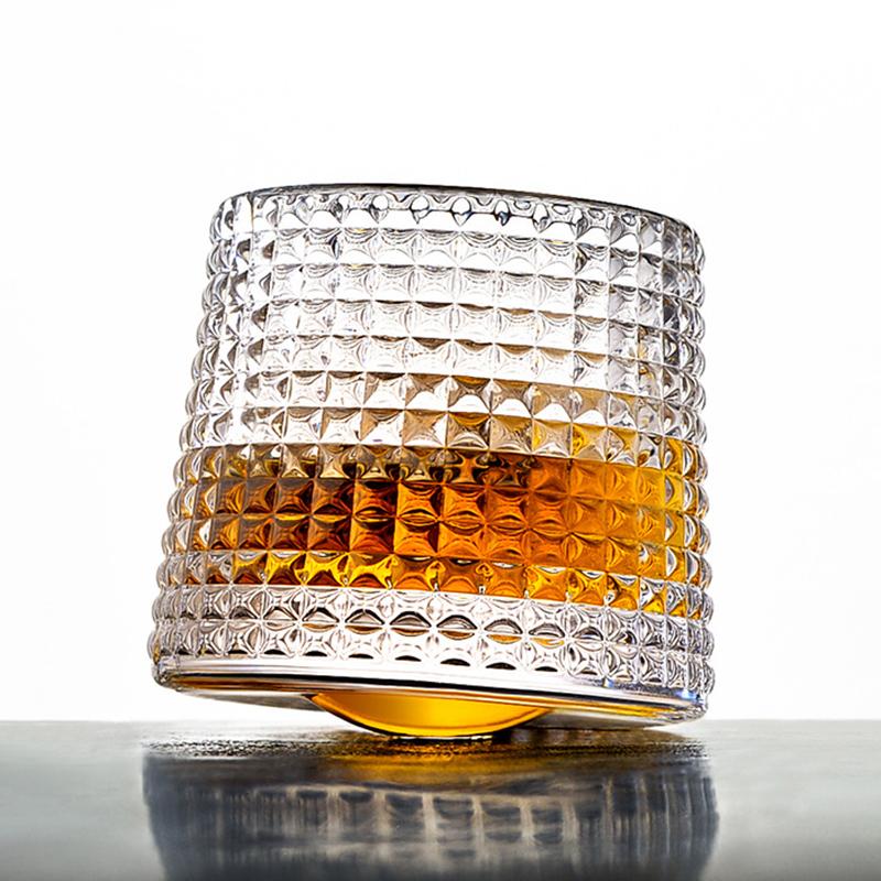 160ml Spinning Whiskey Glasses Rotatable Tumbler Elegant Bourbon Glasses Vodka Brandy Stress Relief Drinking Glass Cup 160ml