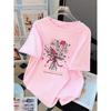 Summer T-Shirts Women  All Things Grow Beautiful Flowers Print Tops Loose O-Neck Soft Comfortable T Shirt Casual Clothes