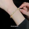High-End Gold-Plated Zircon Open Bangle: Elegant, Shiny Bracelet Fashion Jewelry