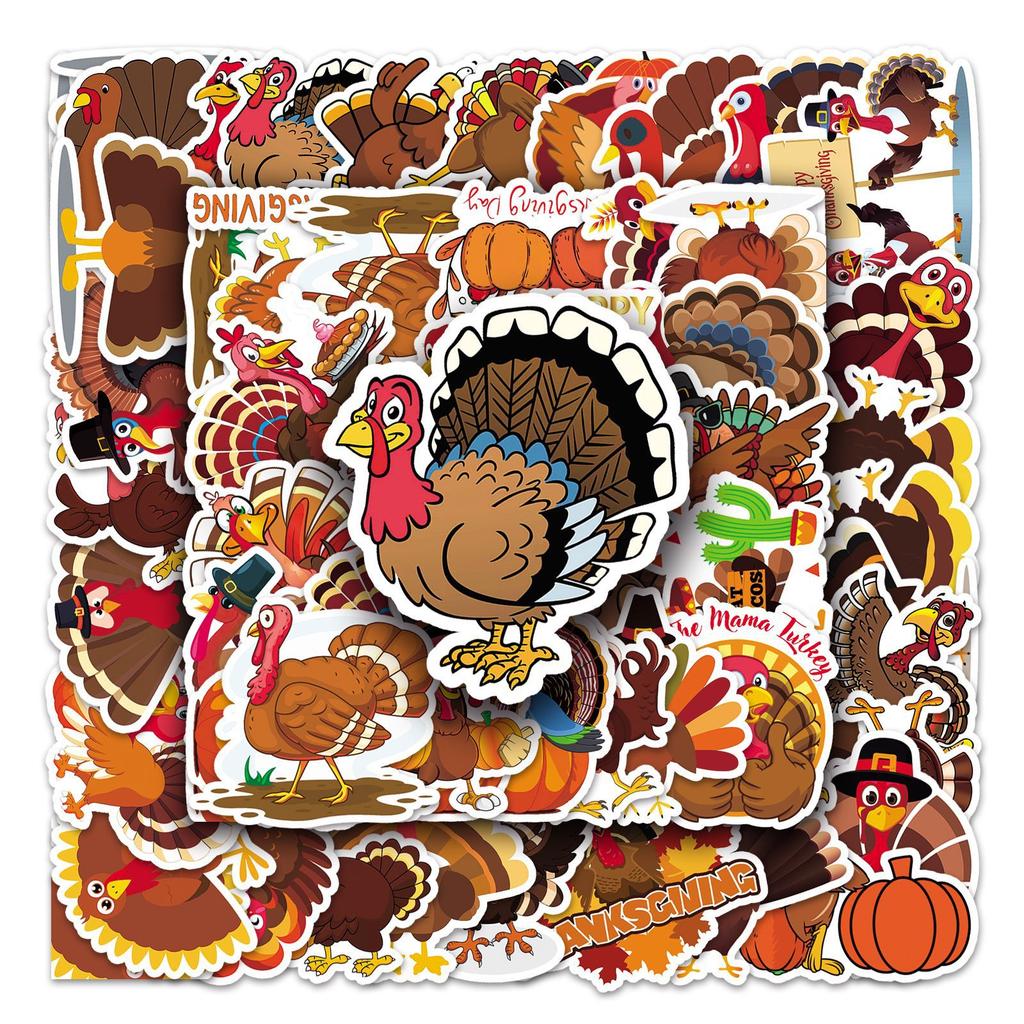 50 Türkei Doodle Persönlichkeit Cartoon Thanksgiving Tier Gaze DIY Mobile Koffer Aufkleber Wasserdicht