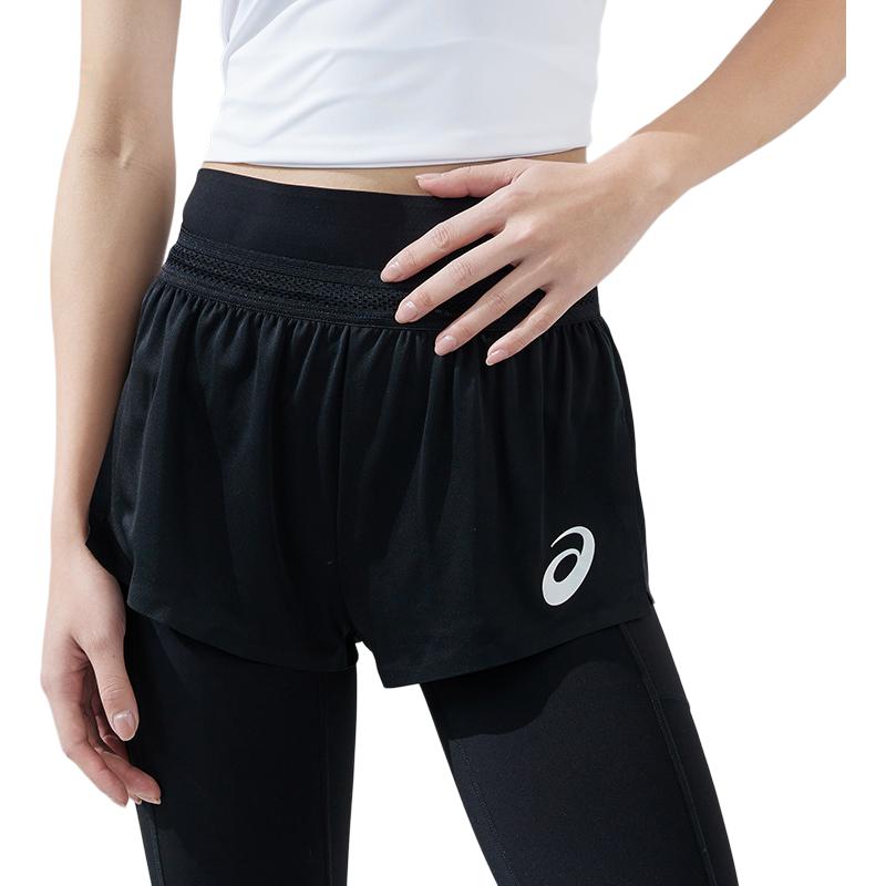 Asics Logo Print Knitted Breathable Quick-Dry Sports Shorts Women shorts Black 2092A389-001