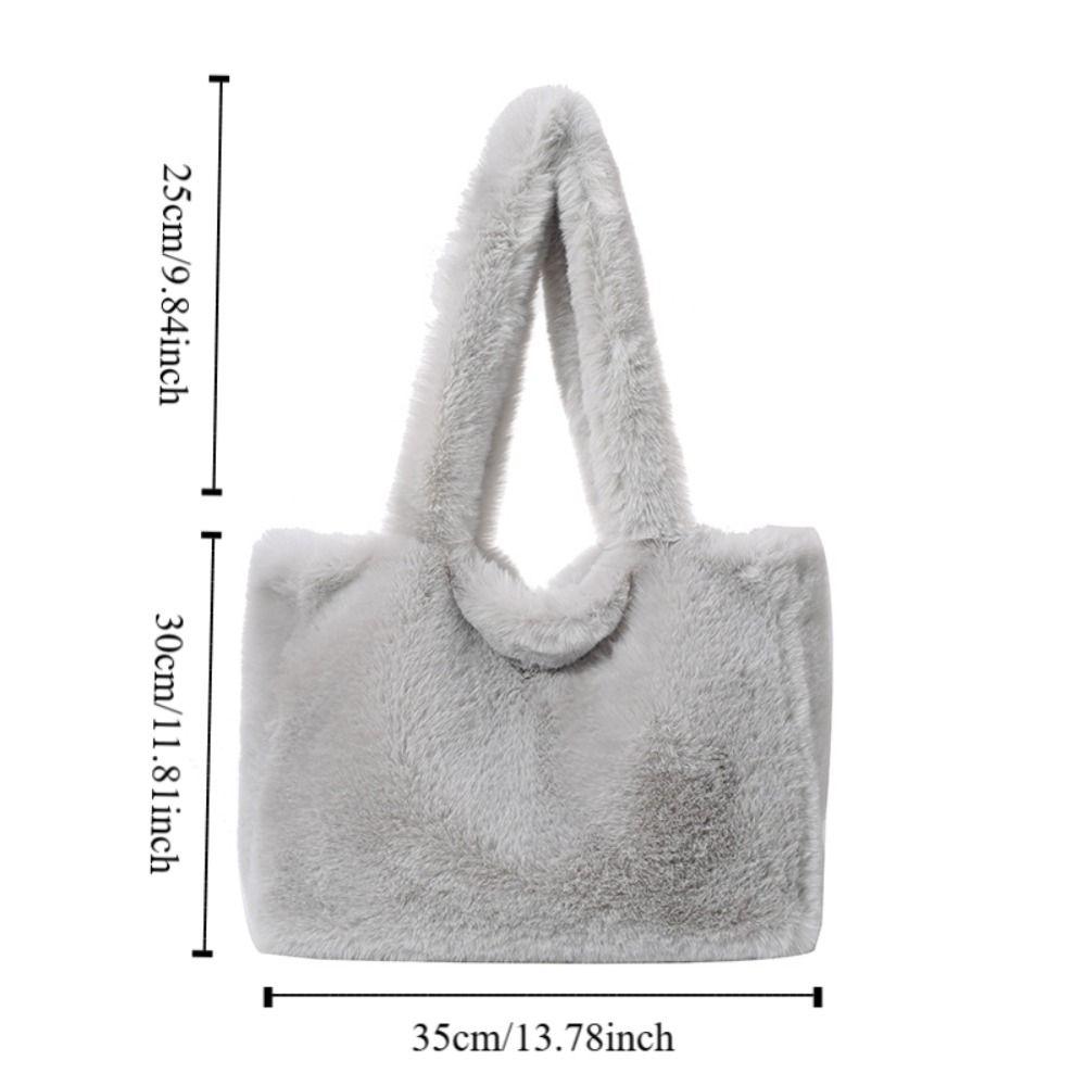 Cute Shoulder Bag Plush Shopper Bag Versatile Underarm Handbag  Female