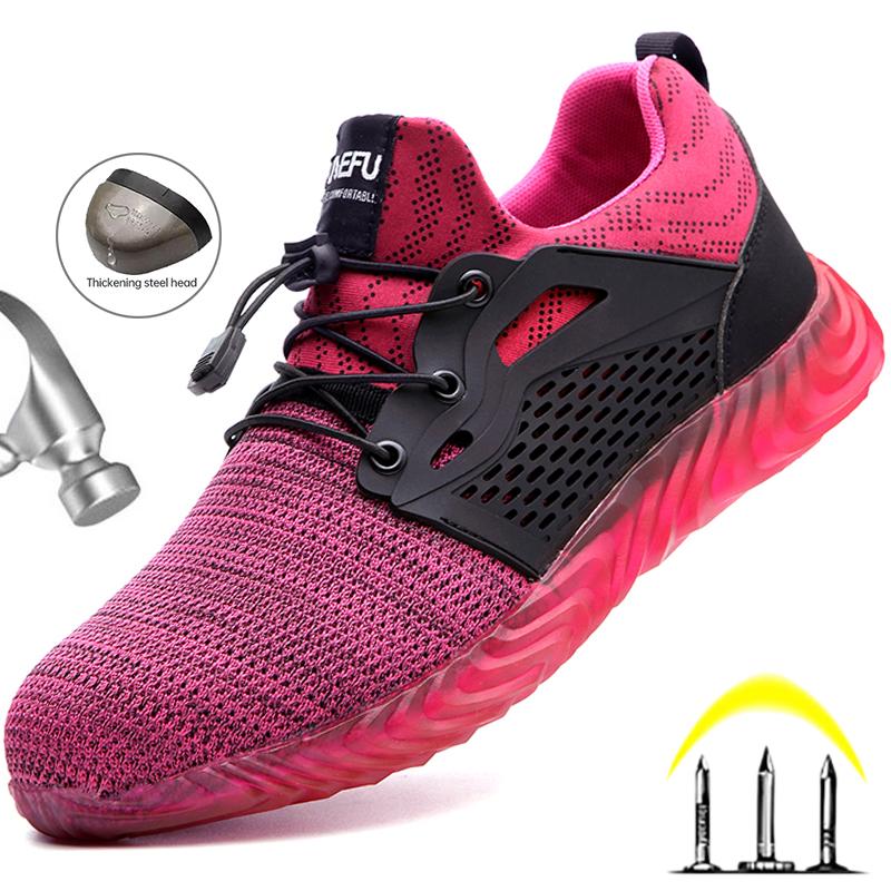 Lightweight Autumn Winter Work Shoes Men Women Safety Shoes Steel Toe Work Sneakers Boots Anti-Smashing Indestructible Shoes Man