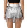 Damen Schimmernde Metallische Hotpants Hohe Taille Quaste Fransen Booty Shorts Freche Shorts