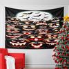 "Halloween Pumpkin Faces & Flying Bats" Pattern Wall Hanging Tapestry Decorative Tapestry Home Decor for Bedroom and Living Room
