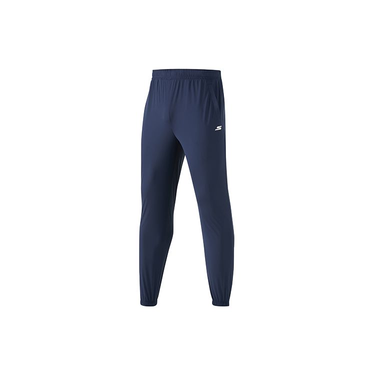 Skechers Solid Color Elastic Waistband Cuffed Knit Joggers Men bottoms Navy-Blue P223M069-02MZ L