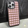 Color plaid love Apple 11promax mobile phone case 11pro plaid large hole black edge glass anti-drop simple