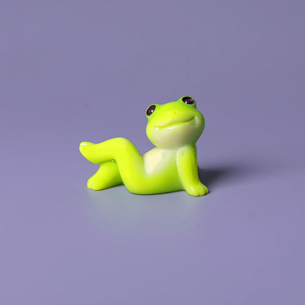6pcs Cartoon Style Mini Frog Ornament Desktop Sized Desktop Frog Accessory Micro Landscape