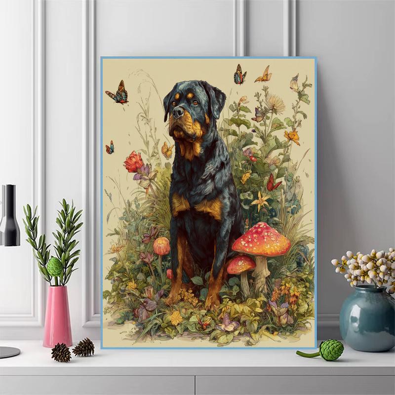 Rottweiler and grassland Pattern 3pcs 100% Round Full Drill 5D DIY Diamond Painting Embroidery Cross Stitch Rhinestone Décor
