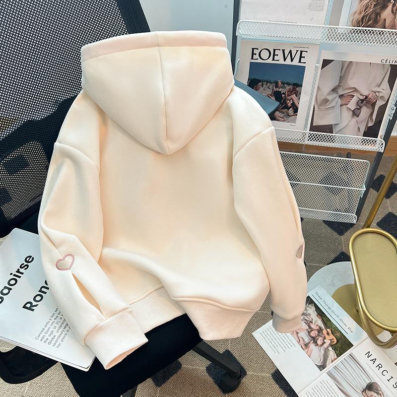 Modischer Langarm-Doppellagiger Hut Übergroßer Lässiger Frühling/Herbst Bedruckter Kontrastfarbener Bestickter Damen-Hoodie