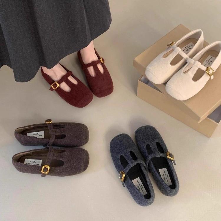 Suding French Single Shoes Women's Gentle Evening Breeze with Skirt 2025 Doudou Shoes Grandma Retro Temperament Mary Jane Shoes Tide