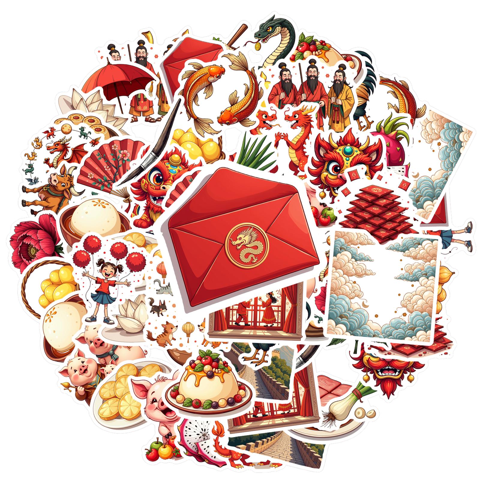 

35pcs-100pcs Cultural Festivals Stickers Festive Chinese Culture DIY Stickers Funny Stickers For Car Sticker Guitar Phone