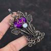 Purple Fire Labradorite Pendant Copper Wire Wrapped Gemstone Pendant Rainbow Moonstone Pendant Deer Face Pendant Handmade Jewelry For Gifts
