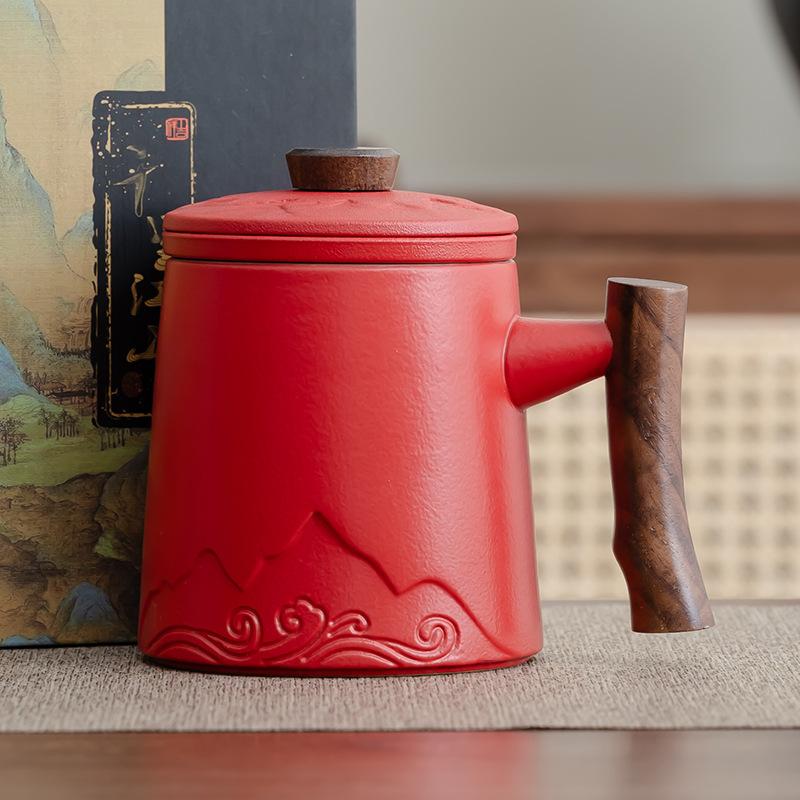 

Ceramic office cup tea separation cup with hand gift to give customers practical business gifts 401-500ml