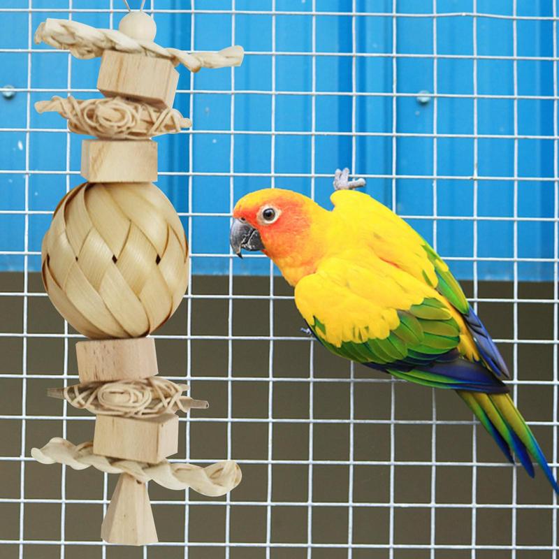 Wooden Bird Toys Cage Wooden Blocks For Parrot Multi-Layer Bird Blocks Funny Pet Supplies For Hamsters Chicks Gerbils